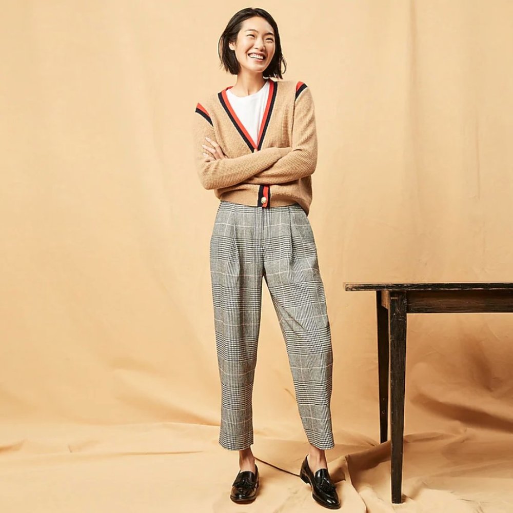 J. Crew Gray Plaid Trousers